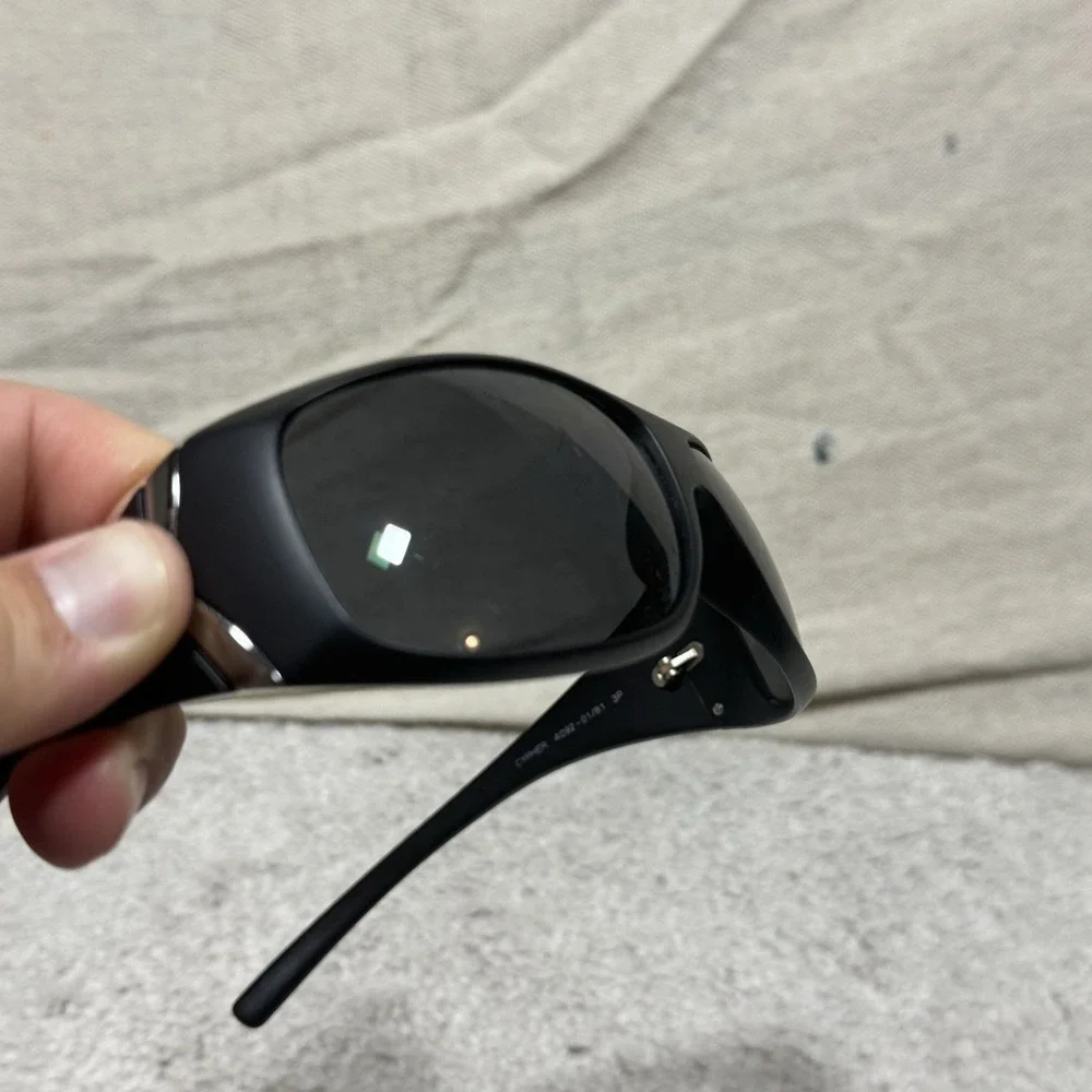 Arnette Cypher 4092 Polarized Wrap Sunglasses Black Made in Italy Y2K‎ w/ Case